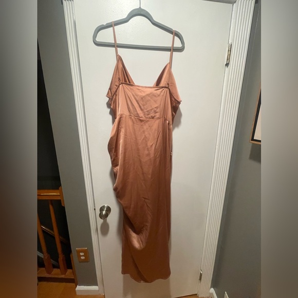 Shein Plus Draped Collar Wrap Satin Cami Dress - Picture 5 of 5